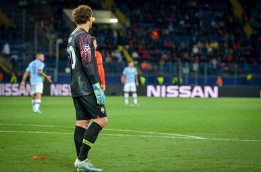 KHARKIV, UKRAINE - September 18, 2019: Andriy Pyatov player during the UEFA Champions League match between Shakhtar Donetsk vs Manchester City (England), Ukraine