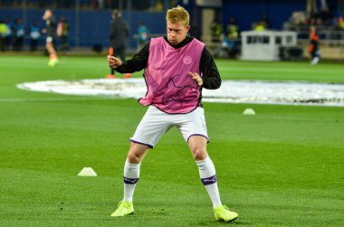 KHARKIV, UKRAINE - September 18, 2019: Kevin De Bruyne player during the UEFA Champions League match between Shakhtar Donetsk vs Manchester City (England), Ukraine