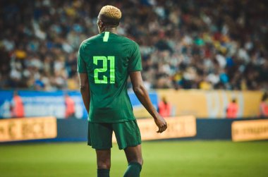 DNIPRO, UKRAINE - September 10, 2019: Victor Osimhen player during the friendly match between national team Ukraine against Nigeria national team, Ukraine