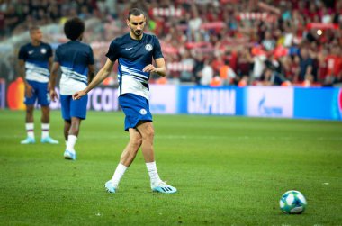 Istanbul, Turkey - August 14, 2019: Davide Zappacosta during the UEFA Super Cup Finals match between Liverpool and Chelsea in Vodafone Arena stadium, Turkey