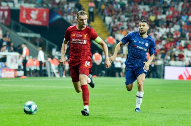 Istanbul, Turkey - August 14, 2019: Jordan Henderson during the UEFA Super Cup Finals match between Liverpool and Chelsea at Vodafone Park in Vodafone Arena, Turkey