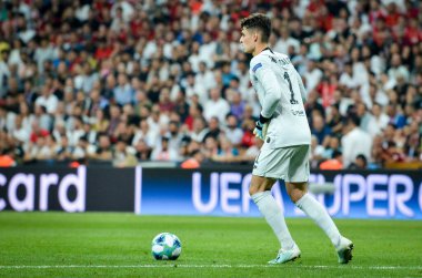 Istanbul, Turkey - August 14, 2019: Kepa Arrizabalaga player during the UEFA Super Cup Finals match between Liverpool and Chelsea at Vodafone Park in Vodafone Arena, Turkey