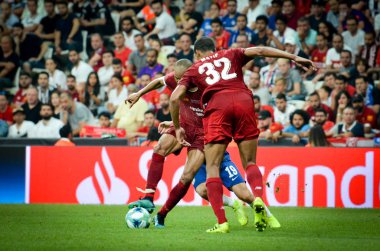 İstanbul, Türkiye - 14 Ağustos 2019: Joel Matip Uefa Süper Kupası Finalleri 'nde Liverpool ile Chelsea arasında Vodafone Park, Vodafone Arena, Türkiye