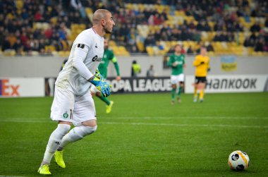LVIV, UKRAINE - November 07, 2019:  Stephane Ruffier player during the UEFA Europa League match between Alexandria (Ukraine) vs AS Saint Etienne (France), Ukraine