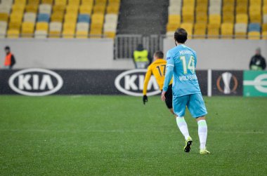 Lviv, Ukrayna - 28 Kasım 2019: Alexandria (Ukrayna) ile Wolfsburg (Almanya), Ukrayna arasındaki Uefa Avrupa Ligi karşılaşmasında Admir Mehmedi oyuncusu