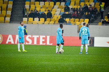 Lviv, Ukrayna - 28 Kasım 2019: Alexandria (Ukrayna) ile Wolfsburg (Almanya) arasındaki Uefa Avrupa Ligi maçı sırasında Wolfsburg oyuncusu, Ukrayna