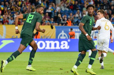 DNIPRO, UKRAINE - September 10, 2019: Football player during the friendly match between national team Ukraine against Nigeria national team, Ukraine