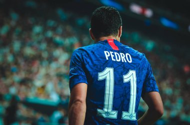 Istanbul, Turkey - August 14, 2019: Pedro player during the UEFA Super Cup Finals match between Liverpool and Chelsea at Vodafone Park in Vodafone Arena, Turkey