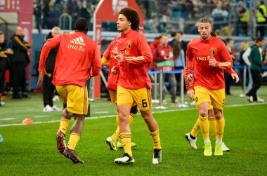 SAINT-PETERSBURG, RUSSIA - November 16, 2019: Belgium national football team training session during UEFA EURO 2020 qualifying match between Russia against Belgium, Russia