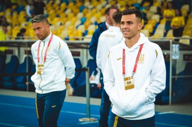 Kyiv, Ukrayna - 14 Ekim 2019: Uefa Euro 2020 ön eleme maçında Ukrayna milli takımı Ukrayna ile Portekiz milli takımı Ukrayna maçı sırasında Junior Moraes