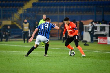 KHARKIV, UKRAINE - December 11, 2019: Berat Djimsiti player during the UEFA Champions League match between Shakhtar vs Atalanta Bergamasca Calcio BC (Italy), Ukraine