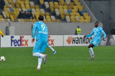 Lviv, Ukrayna - 28 Kasım 2019: Uefa Avrupa Ligi maçında Wout Weghorst oyuncusu Alexandria (Ukrayna) - Wolfsburg (Almanya), Ukrayna