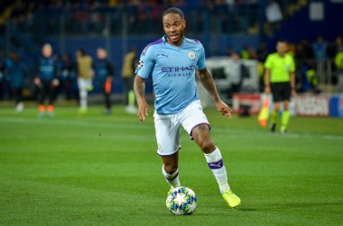 KHARKIV, UKRAINE - September 18, 2019: Raheem Sterling during the UEFA Champions League match between Shakhtar Donetsk vs Manchester City (England), Ukraine