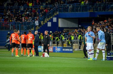 KHARKIV, UKRAINE - September 18, 2019: Football player during the UEFA Champions League match between Shakhtar Donetsk vs Manchester City (England), Ukraine