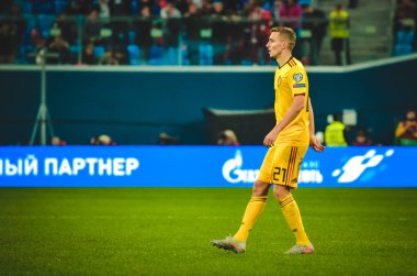 SAINT-PETERSBURG, RUSSIA - November 16, 2019: Timothy Castagne player during UEFA EURO 2020 qualifying match between national team Russia against Belgium national team, Russia