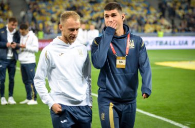Kyiv, Ukrayna - 14 Ekim 2019: Uefa Euro 2020 ön eleme karşılaşmasında Ruslan Malinovskyi oyuncusu Ukrayna milli takımı Ukrayna milli takımı, Ukrayna