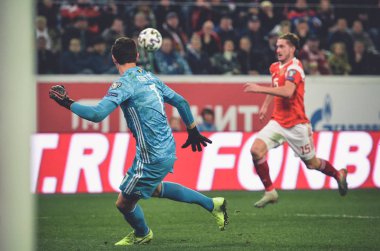 SAINT-PETERSBURG, RUSSIA - November 16, 2019: Thibaut Courtois during UEFA EURO 2020 qualifying match between national team Russia against Belgium national team, Russia