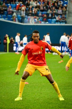 SAINT-PETERSBURG, RUSSIA - November 16, 2019: Dedryck Boyata and Belgium national football team training session during UEFA EURO 2020 qualifying match between Russia against Belgium, Russia
