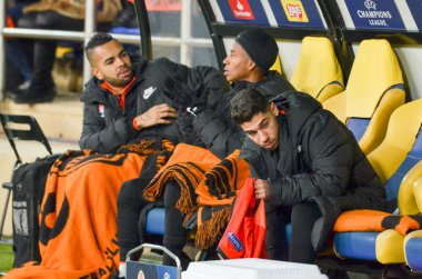 KHARKIV, UKRAINE - December 11, 2019: Shakhtar reserve footballers during the UEFA Champions League match between Shakhtar vs Atalanta Bergamasca Calcio BC (Italy), Ukraine