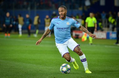 KHARKIV, UKRAINE - September 18, 2019: Raheem Sterling during the UEFA Champions League match between Shakhtar Donetsk vs Manchester City (England), Ukraine