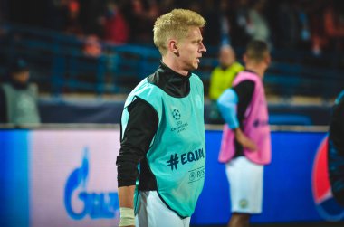 KHARKIV, UKRAINE - September 18, 2019: Oleksandr Zinchenko player during the UEFA Champions League match between Shakhtar Donetsk vs Manchester City (England), Ukraine