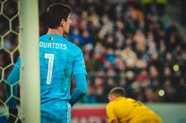 SAINT-PETERSBURG, RUSSIA - November 16, 2019: Thibaut Courtois player during UEFA EURO 2020 qualifying match between national team Russia against Belgium national team, Russia