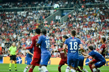 Istanbul, Turkey - August 14, 2019:  Olivier Giroud during the UEFA Super Cup Finals match between Liverpool and Chelsea at Vodafone Park in Vodafone Arena, Turkey