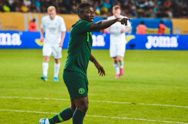 DNIPRO, UKRAINE - September 10, 2019: Oghenekaro Etebo player during the friendly match between national team Ukraine against Nigeria national team, Ukraine