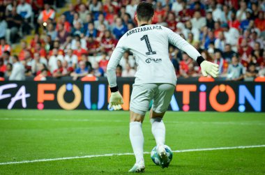 Istanbul, Turkey - August 14, 2019: Kepa Arrizabalaga during the UEFA Super Cup Finals match between Liverpool and Chelsea at Vodafone Park in Vodafone Arena, Turkey