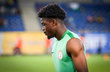 DNIPRO, UKRAINE - September 10, 2019: Football player during the friendly match between national team Ukraine against Nigeria national team, Ukraine