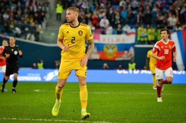 SAINT-PETERSBURG, RUSSIA - November 16, 2019: Football player during UEFA EURO 2020 qualifying match between national team Russia against Belgium national team, Russia