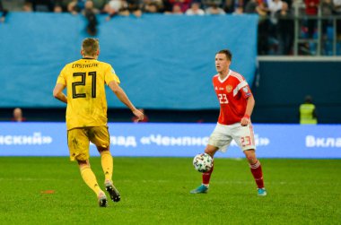SAINT-PETERSBURG, RUSSIA - November 16, 2019: Timothy Castagne player during UEFA EURO 2020 qualifying match between national team Russia against Belgium national team, Russia