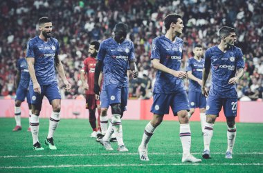Istanbul, Turkey - August 14, 2019: Chelsea Football player during the UEFA Super Cup Finals match between Liverpool and Chelsea at Vodafone Park in Vodafone Arena, Turkey