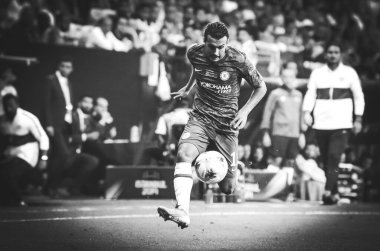 Istanbul, Turkey - August 14, 2019: Pedro player during the UEFA Super Cup Finals match between Liverpool and Chelsea at Vodafone Park in Vodafone Arena, Turkey