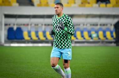 Lviv, Ukrayna - 28 Kasım 2019: Jeffrey Bruma Uefa Avrupa Ligi karşılaşmasında Alexandria - Wolfsburg (Almanya), Ukrayna