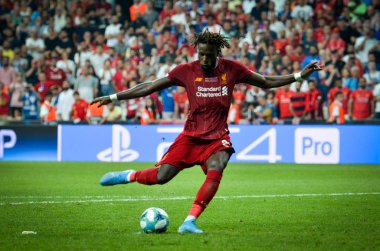 Istanbul, Turkey - August 14, 2019: Tammy Abraham player during the UEFA Super Cup Finals match between Liverpool and Chelsea at Vodafone Park in Vodafone Arena, Turkey
