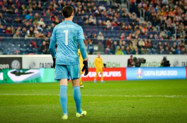 SAINT-PETERSBURG, RUSSIA - November 16, 2019: Thibaut Courtois player during UEFA EURO 2020 qualifying match between national team Russia against Belgium national team, Russia