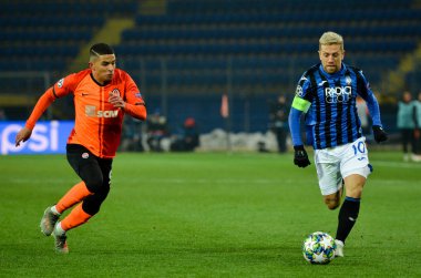 KHARKIV, UKRAINE - December 11, 2019: Papu Gomez player during the UEFA Champions League match between Shakhtar vs Atalanta Bergamasca Calcio BC (Italy), Ukraine