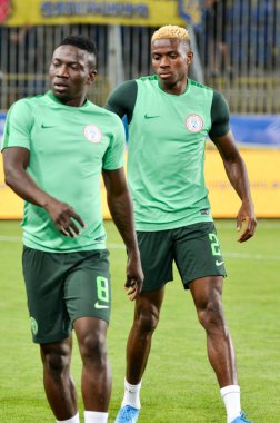 DNIPRO, UKRAINE - September 10, 2019: Football player during the friendly match between national team Ukraine against Nigeria national team, Ukraine