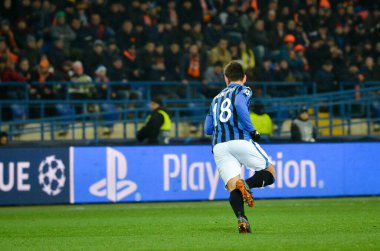 KHARKIV, UKRAINE - December 11, 2019: Ruslan Malinovskyi player during the UEFA Champions League match between Shakhtar vs Atalanta Bergamasca Calcio BC (Italy), Ukraine