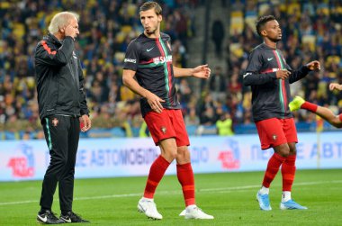 Kyiv, Ukrayna - 14 Ekim 2019: Uefa Euro 2020 ön eleme maçında Ukrayna milli takımı Ukrayna milli takımı Ukrayna ile oynamıştır.