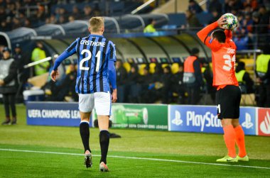 KHARKIV, UKRAINE - December 11, 2019: Timothy Castagne player during the UEFA Champions League match between Shakhtar vs Atalanta Bergamasca Calcio BC (Italy), Ukraine