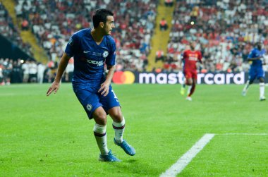 Istanbul, Turkey - August 14, 2019: Pedro player during the UEFA Super Cup Finals match between Liverpool and Chelsea at Vodafone Park in Vodafone Arena, Turkey