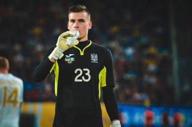DNIPRO, UKRAINE - September 10, 2019: Andrii Lunin player during the friendly match between national team Ukraine against Nigeria national team, Ukraine