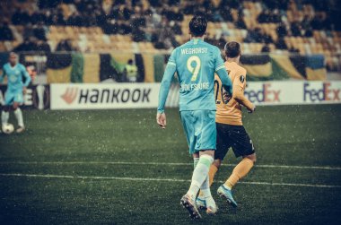 Lviv, Ukrayna - 28 Kasım 2019: Uefa Avrupa Ligi maçında Wout Weghorst oyuncusu Alexandria (Ukrayna) - Wolfsburg (Almanya), Ukrayna