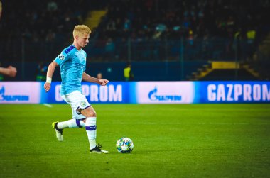 KHARKIV, UKRAINE - September 18, 2019: Oleksandr Zinchenko player during the UEFA Champions League match between Shakhtar Donetsk vs Manchester City (England), Ukraine