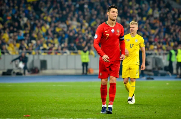 Kijev Ukrajna Október 2019 Cristiano Ronaldo Játékos Uefa Euro 2020 — Stock Fotó