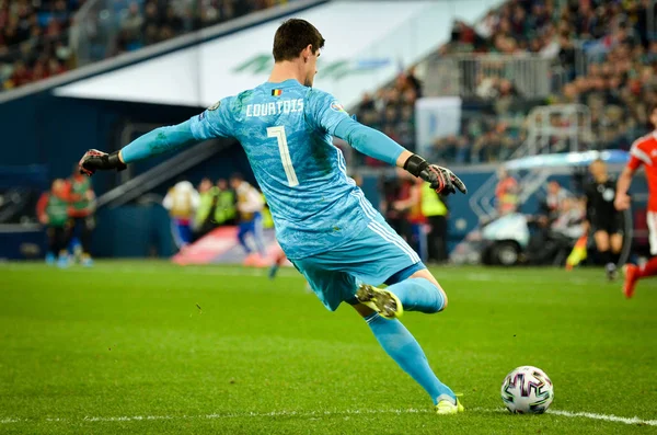 SAINT-PETERSBURG, RUSSIA - November 16, 2019: Thibaut Courtois player during UEFA EURO 2020 qualifying match between national team Russia against Belgium national team, Russia
