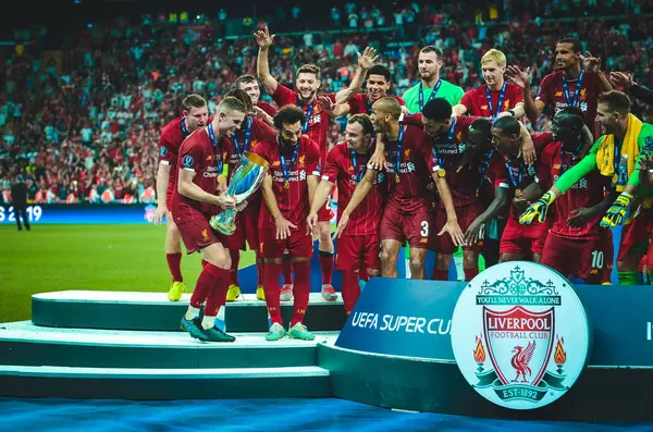 Istanbul Turkey August 2019 Jordan Henderson Uefa Super Cup Celebrate — Stock Photo, Image