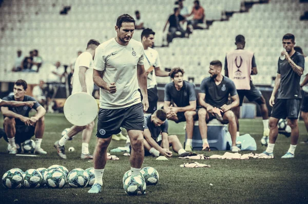 Stambuł Turcja Sierpnia 2019 Trener Frank Lampard Piłką Przed Meczem — Zdjęcie stockowe
